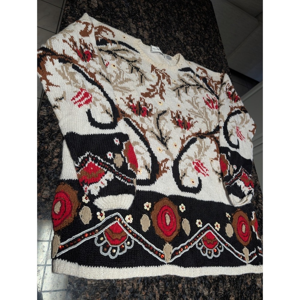 Vintage Needleworks woman's Hand knit Sweater Holidays  MEDIUM - Picture 2 of 6